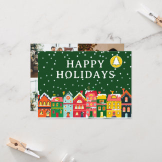 Custom 5Photo Happy Holiday Cute Colorful Card Einladung