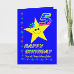 Custom 5th Birthday Stars for Great Granddaughter Karte<br><div class="desc">Cute yellow stars with colorful flowers and numbers for great granddaughter's 5th birthday. Name of family member or friend may be added in template.  Original Design by Anura Design Studio.</div>