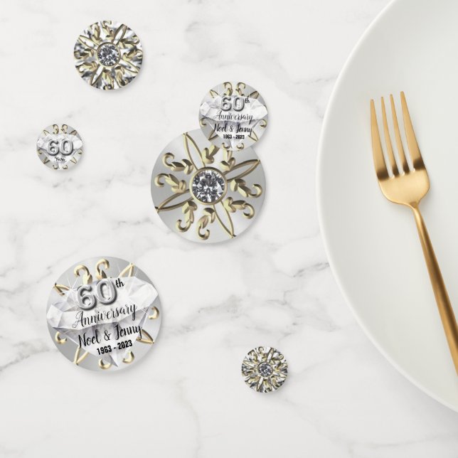 Custom 60. Diamond Anniversary Table Confetti Konfetti (Gruppe)