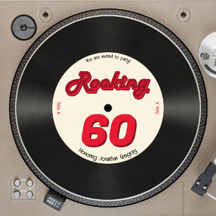 Custom 60. Geburtstag Retro Music Record Rocking Einladung