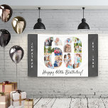 Custom 60. Geburtstagsparty Foto Collage Banner<br><div class="desc">Erstellen Sie für eine 60. Geburtstagsfeier Ihr eigenes Foto-Collage-Banner. Die Vorlage ist Set für Sie, um Ihren individuelle Name oder Text und Ihre bevorzugten Fotos hinzuzufügen. Ihre Fotos werden automatisch als Foto-Collage in der Form der Zahl 60 angezeigt. Das Banner hat dunkelgraue Ränder mit fett weißer Schrift, die Sie bearbeiten...</div>