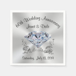 Custom 60. Wedding Anniversary Cocktail Napkins Serviette