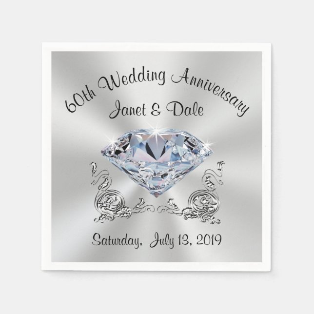 Custom 60. Wedding Anniversary Cocktail Napkins Serviette (Vorderseite)