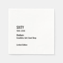 Custom 60th Birthday Funny Museum Label Chic Serviette