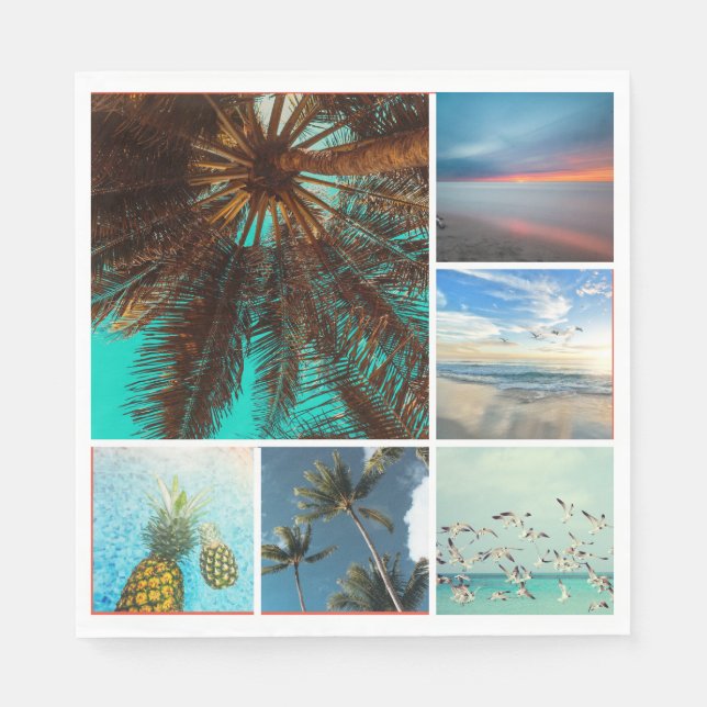 Custom 6 Foto Collage Personalisiert Paper Napkin Serviette (Vorderseite)