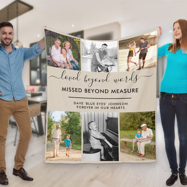 Custom 6 Foto Loved Jenseits von Worten Beige Fleecedecke (Von Creator hochgeladen)