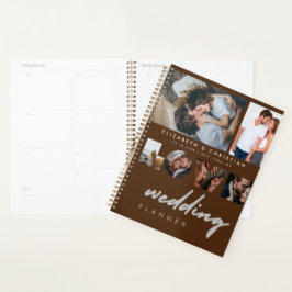 Custom 6 Fotos Brown Liebe Script Wedding Planner Planer