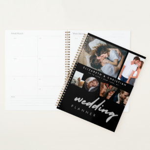 Custom 6 Fotos Schwarz-weiße Liebe Script Hochzeit Planer