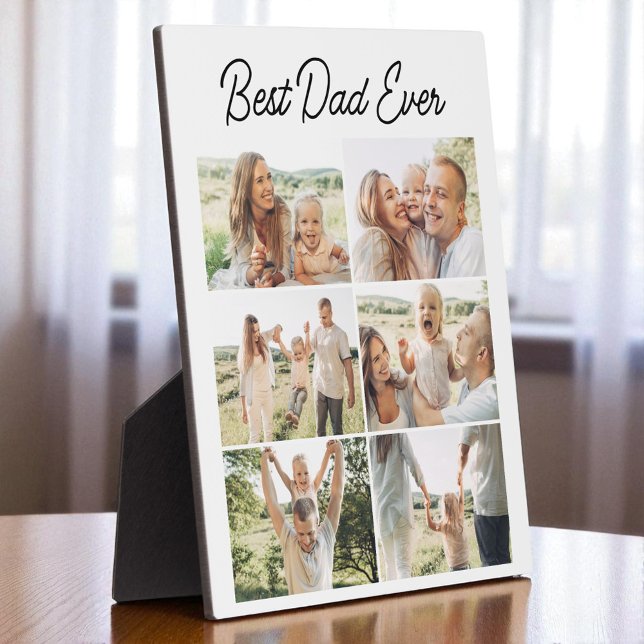 Custom 6 Photo Collage Best Dad Ever  Fotoplatte (Von Creator hochgeladen)