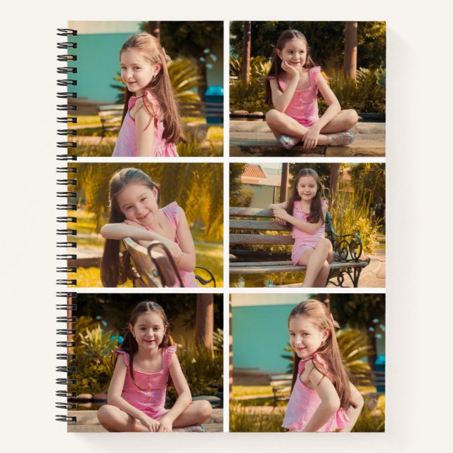 Custom 6 Photo Collage Spiral Notebook Notizbuch (Vorderseite)