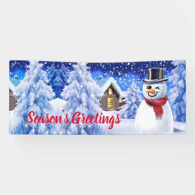 Custom 6' x 2,5' WeihnachtsVinyl Banner Snow-Szene (Horizontal)