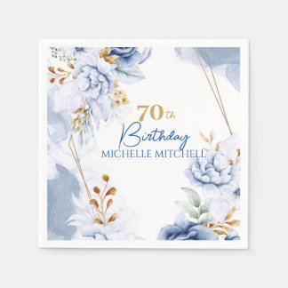 Custom 70. Geburtstag Blue Gold Serviette