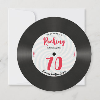 Custom 70. Geburtstag Retro Music Record Rocking Einladung