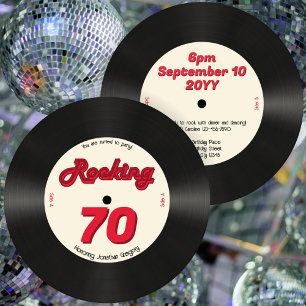 Custom 70. Geburtstag Retro Music Record Rocking Einladung