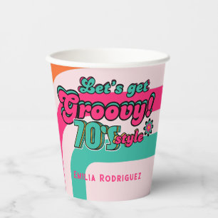 Custom 70er Retro Disco Geburtstag Boogie Groovy Pappbecher