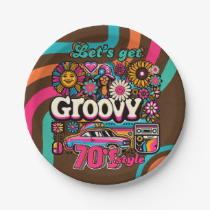 Custom 70er Retro Disco Geburtstag Boogie Groovy Pappteller