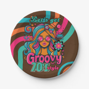 Custom 70er Retro Disco Geburtstag Boogie Groovy Pappteller