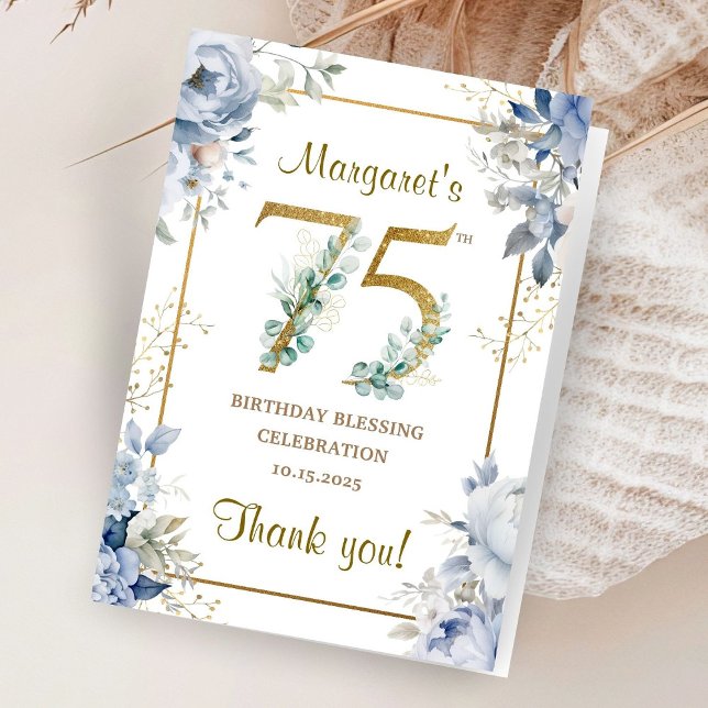 Custom 75th Birthday Folded Thank You Cards Dankeskarte (Von Creator hochgeladen)