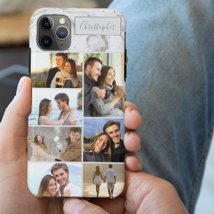 Custom 7 Foto Collage auf grauem Marmor Case-Mate iPhone Hülle