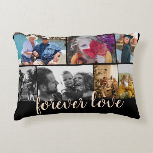 Custom 7 Foto Collage Forever Love Black Dekokissen