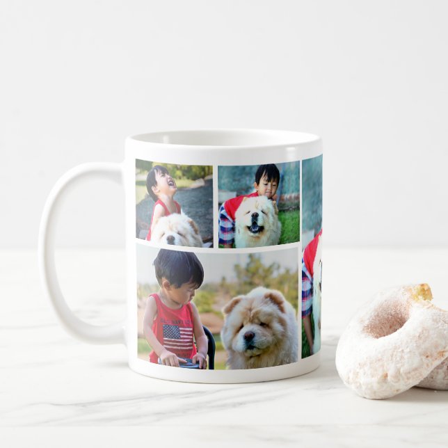 Custom 7 Foto Collage Picture Coffee Tasse (Mit Donut)