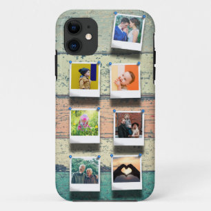 Custom 7 Foto Collage Vintage Holzplanks Trendy Case-Mate iPhone Hülle