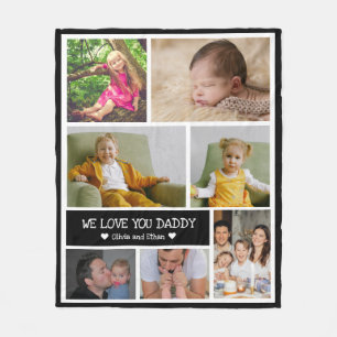 Custom 7 Foto Collage Wir Liebe Sie Daddy Fleecedecke