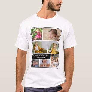 Custom 7 Foto Collage Wir Liebe Sie Daddy  T-Shirt
