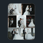 Custom 7-Foto Wedding Collage Magnet<br><div class="desc">Feiern Sie Ihren Hochzeitstag mit diesem eleganten 7-Foto-Collage-Magneten, der sich hervorragend eignet, um Ihre Lieblingslieder in einem wunderschönen Sake zu teilen. Dieser flexible Foto-Magnet ist vollständig anpassbar mit Ihren eigenen Fotos und macht eine nachdenkliche Gastgeschenk Hochzeit, Dankeschön, oder halten für Familie und Freunde. Ein zeitloser Weg, um Lieben voll zu...</div>