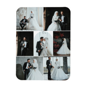 Custom 7-Foto Wedding Collage Magnet