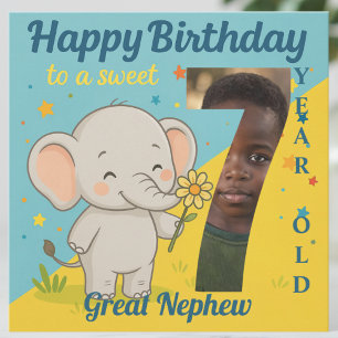 Custom 7. Geburtstag Elephant Sweet your Foto Card Karte