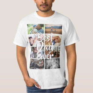 Custom 8 Foto Collage Beste Papa je Bild DIY T-Shirt