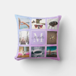 Custom 8 Foto Collage Lila Instagram Pillow Kissen