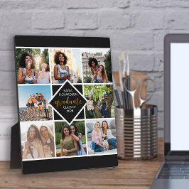 Custom 8 Foto Grid Collage Gold Graduate Fotoplatte