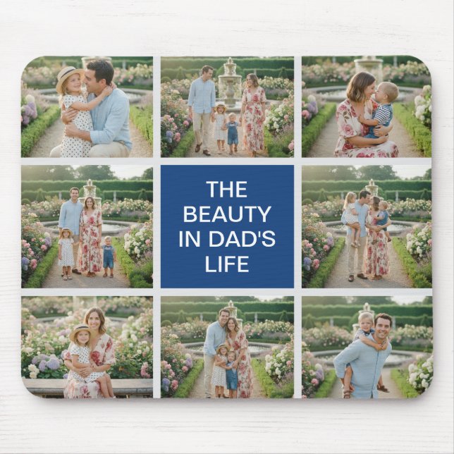 Custom 8 Photo Collage - Personalized Dad Gift Mousepad (Vorne)