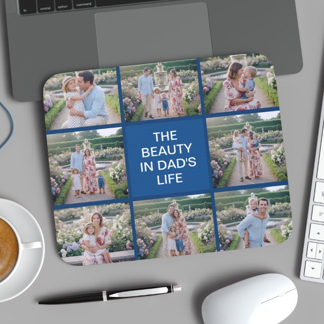 Custom 8 Photo Collage - Personalized Dad Gift Mousepad (Von Creator hochgeladen)