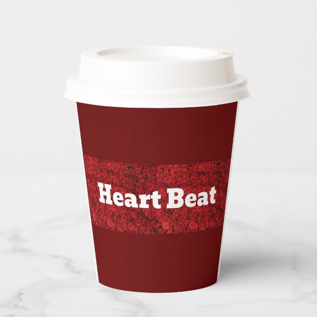Custom 8oz Paper Cup mit Lid Rose mit Heart Beat Pappbecher (Vorderseite)