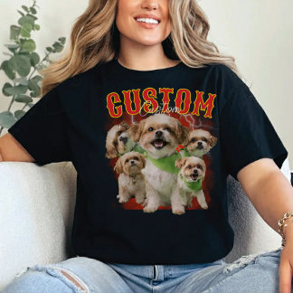 Custom 90er Bootleg Pet Foto Vintag T-Shirt