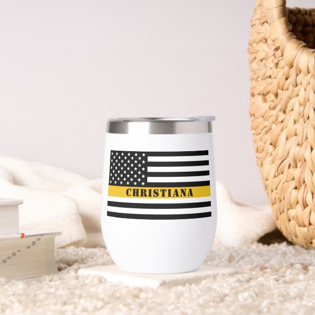 Custom 911 Dispatcher USA Flag Thin Gold Line (Wohnzimmer)