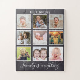 Custom 9 Foto Collage Family Chalkboard Puzzle