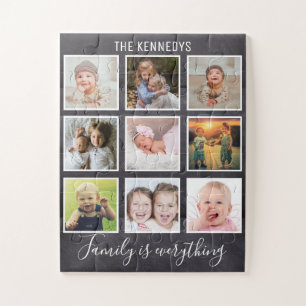 Custom 9 Foto Collage Family Chalkboard Puzzle