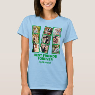Custom 9 Foto Collage & Name Best Friend Forever T-Shirt