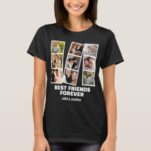 Custom 9 Foto Collage & Name Best Friend Forever T-Shirt
