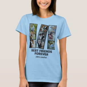 Custom 9 Foto Collage & Name Best Friend Forever T-Shirt