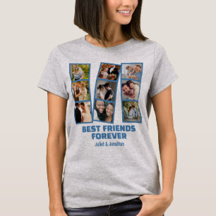 Custom 9 Foto Collage & Name Best Friend Forever T-Shirt