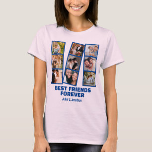 Custom 9 Foto Collage & Name Best Friend Forever T-Shirt