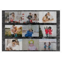 Custom 9 Foto Collage Personalisiert Schwarz Marmo