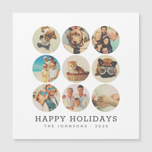 Custom 9 Fotos Moderne Erinnerungen für Familien u Magnetkarte (Vorderseite)