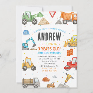 Custom A Modern Construction Birthday Party Einladung