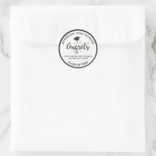 Custom Abschluss Glückwunsch Grad Cap Class von 2 Runder Aufkleber